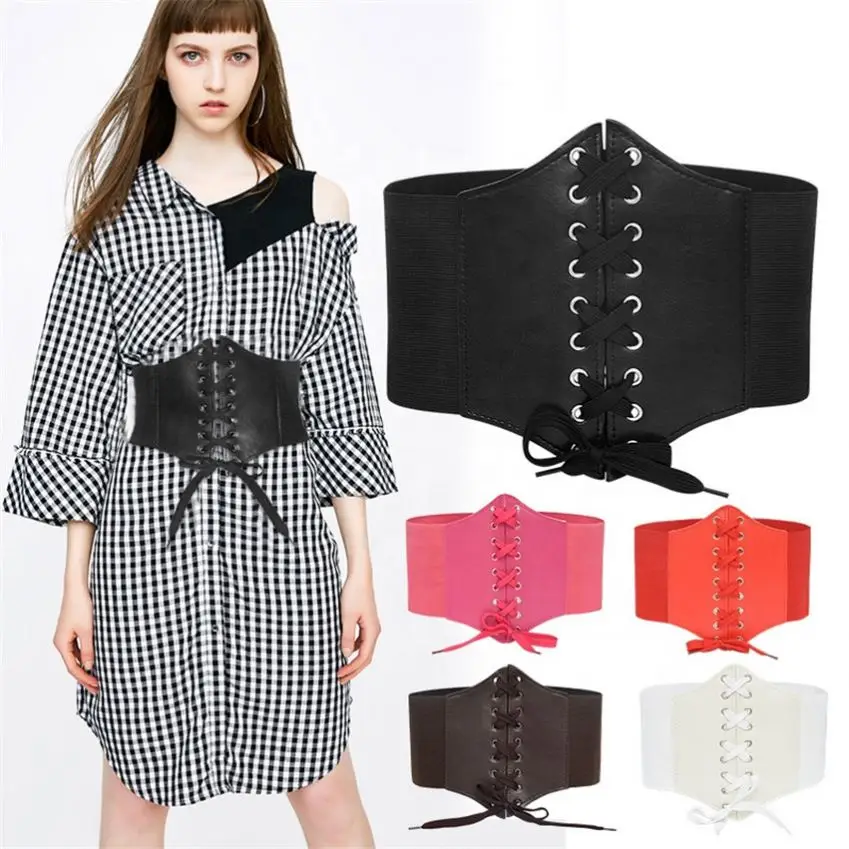 K370 Corset Wide Belts Pu Leather Slimming Body Belts for women Elastic Waist Belts feminine ceinture femme fajas 0