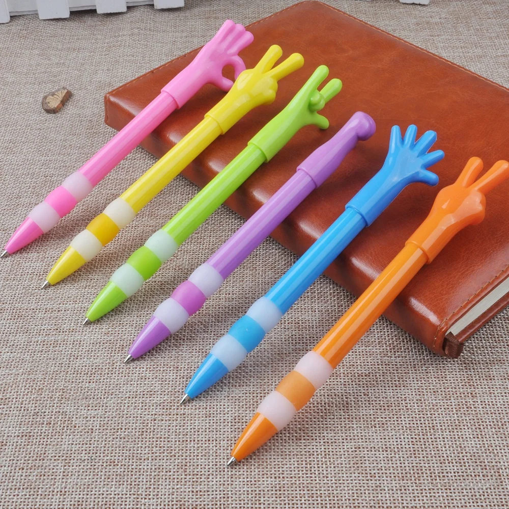 Novelty stationery hand gesture ball pen finger shape plastic ball pen
