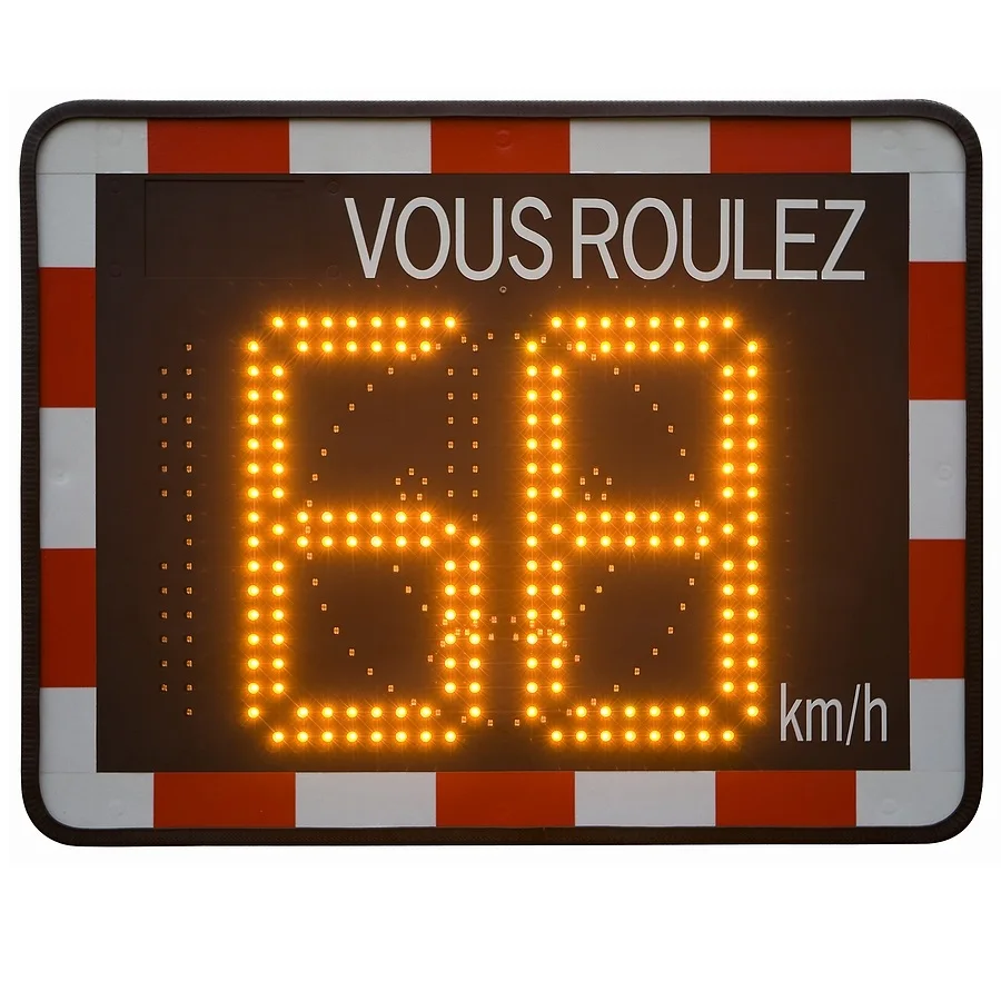 Solar Panel Road Signage Traffic Speed Controller Safety Camera Digit Speed Display Smile Indicator Color