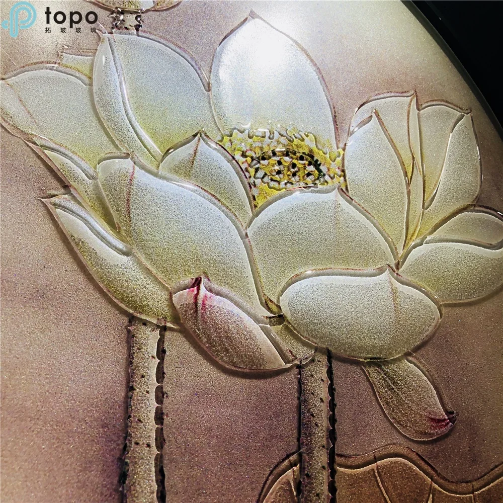 
Home Decor H800mm*800mm Hanging Wall Modern Art Flower Glass Painting (MR-YB6-2013) 