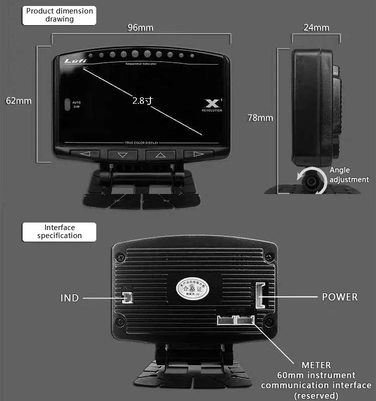 OBD2 Lufi  X1 Digital Gauge Meter Boost Oil Pressure Water Temperature Gauge Speedometer Multi Smart  Car Meter