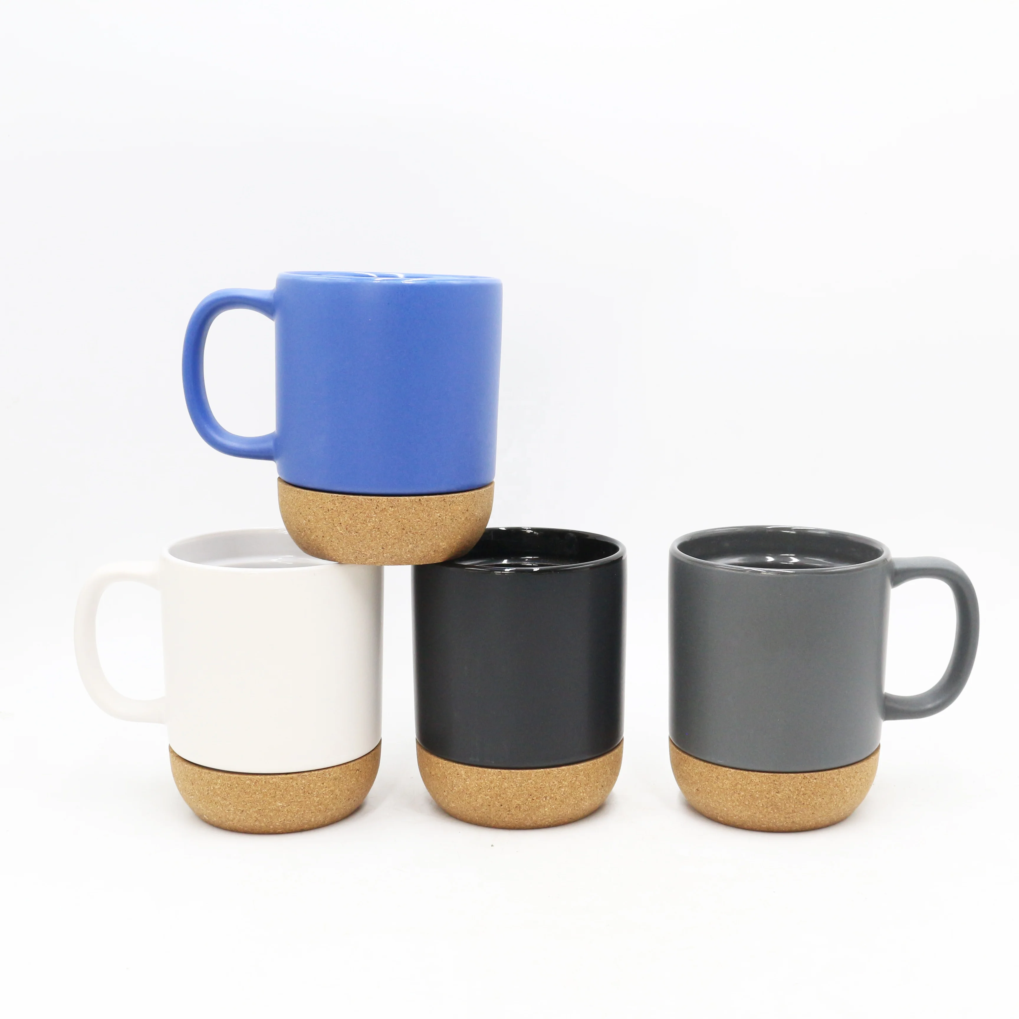 Wholesale custom logo 11 oz ceramic stoneware mug coffee cup with bottom cork