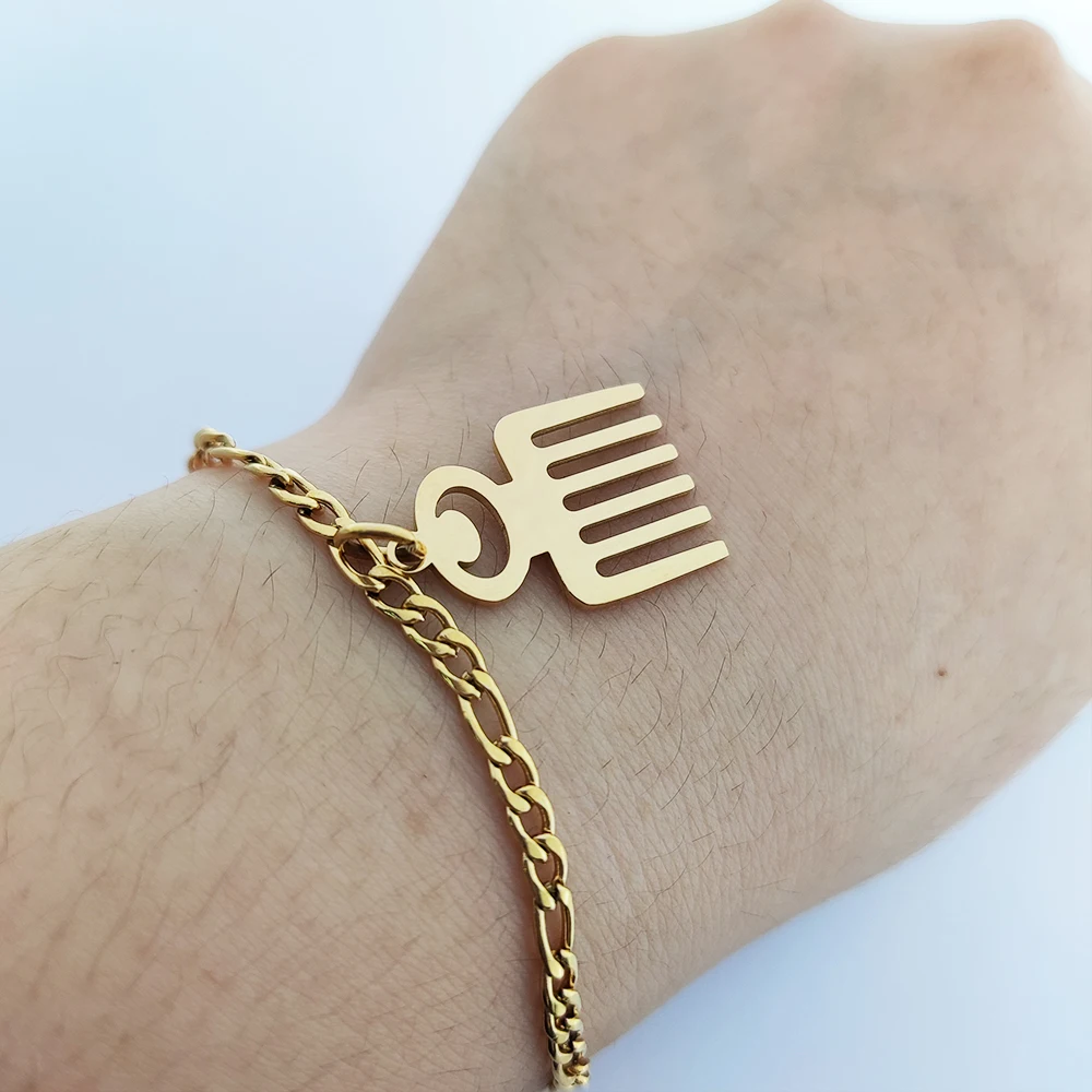  Adinkra Gye Nyame Charm Bracelet Stainless Steel Jewelry African Ghana Ethnic Symbol Necklaces Joyas De Acero