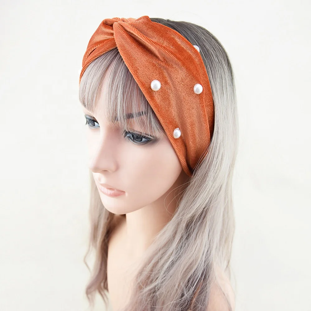 2023 Pearl Velvet Cross Warm Ear Protection Yoga Hair Accessories Face Wide Headband