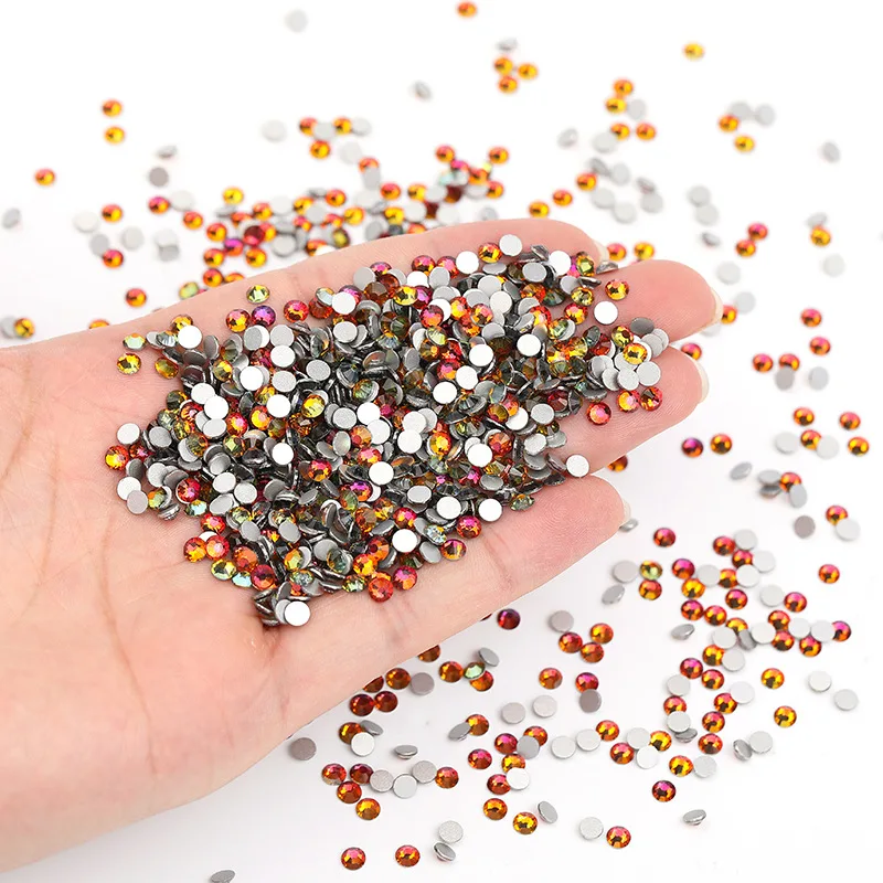 Hot-sale SS3  Flatback rhinestone nail crystals round silver plating base beads for nail art