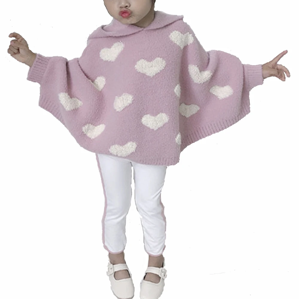 
spring autumn knitted clothing warm casual baby girls pullover sweater poncho design 