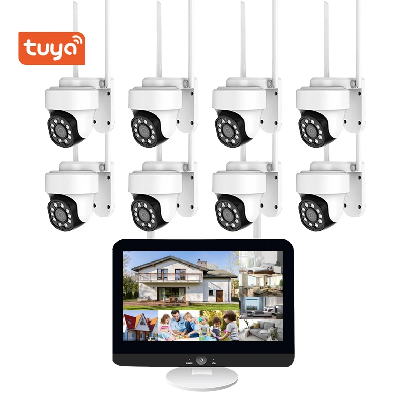 4CH 8CH 10CH 12.5 Inch LCD Screen Wifi Nvr Home Security Surveillance Cctv Camera System