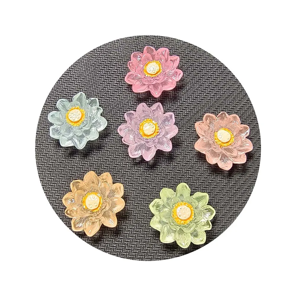 Mini Luminous Resin Beads Lotus Leaf and Lotus Charm for Fairy Garden Toy and Craft DIY Decorations