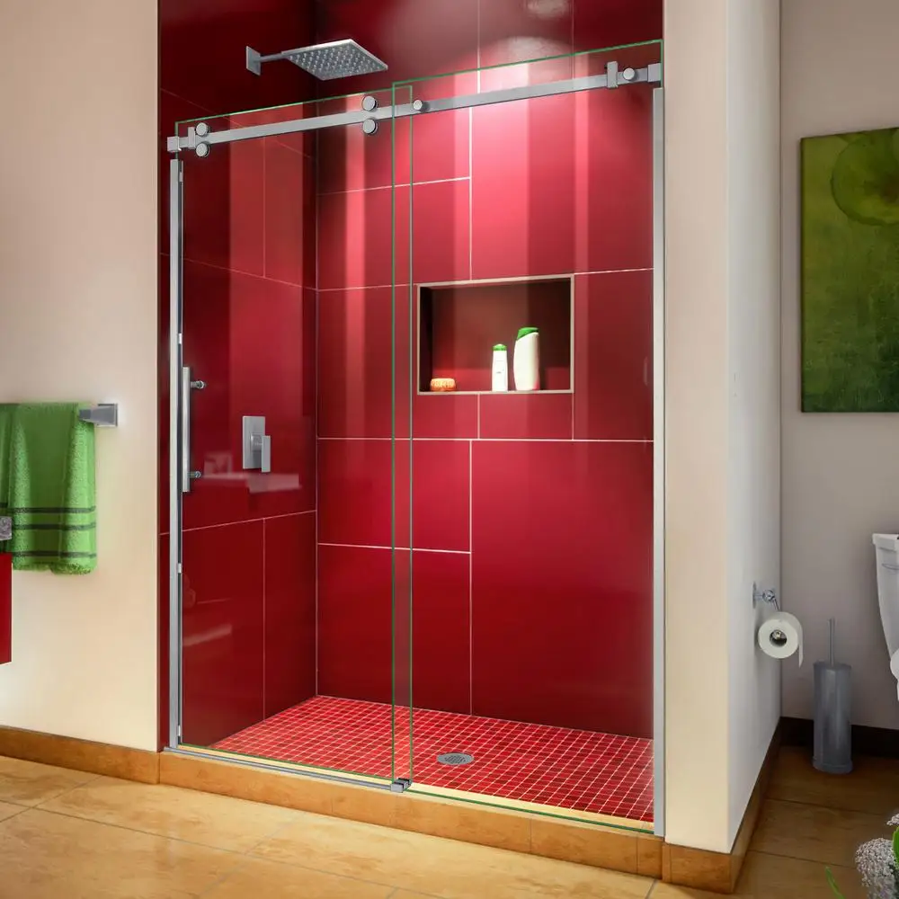 frameless shower enclosure for home and hotel bathroom  sliding shower doors with easy installation