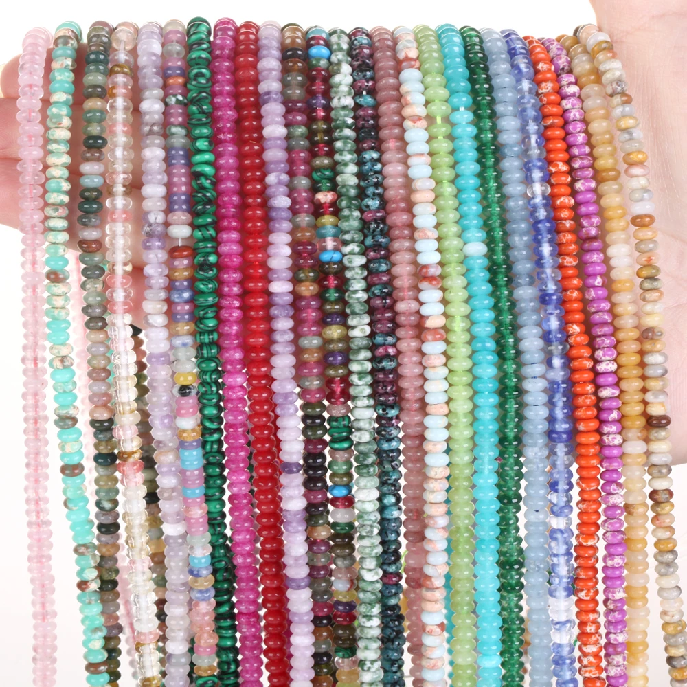 4x2mm Natural Rondelle Stone Abacus Shape Turquoise Amazonite Agate Loose Spacer Beads for Jewelry Making DIY Bracelets Necklace