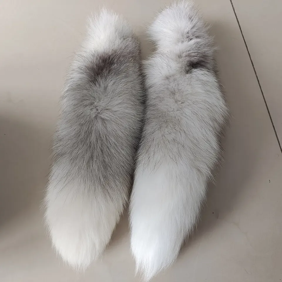 Оптовая продажа вязание нахлестов профессиональные материалы из мраморной лисы с меховым длинным мраморным лисьим хвостом