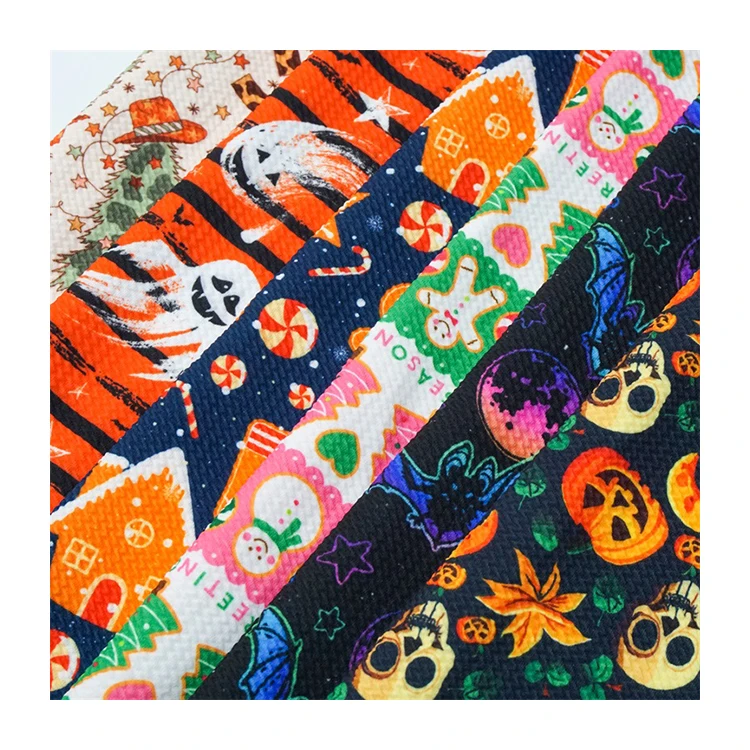 Soft liverpool new custom print halloween polyester bullet textured knit stretchy fabric scarf hair shirt