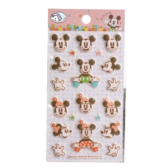 Custom mickey mouse EVA stickers sheet for kids OEM cute design cartoon 3d puffy phone sticker