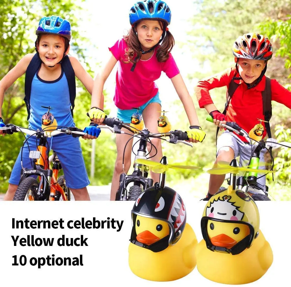 Broken Wind Riding Cycling Bicycle Yellow Small Duck Airscrew Helmet Animal Bell Toy Car Duck Bicycle Horn
