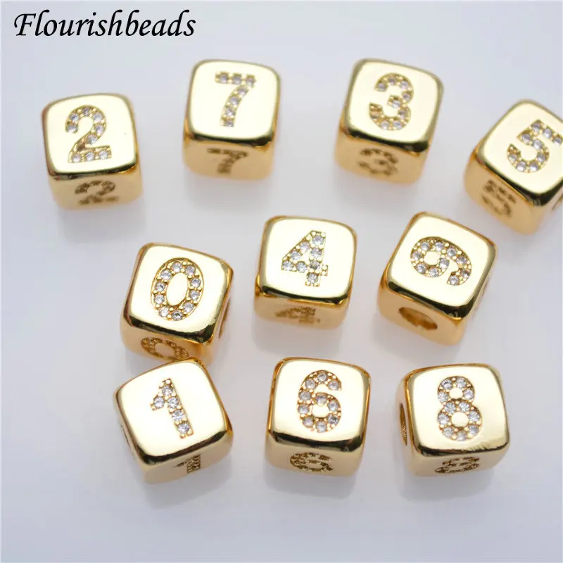 18k Gold Plated Square Beads Pendant Cube for DIY Bracelet Loose Beads Accessories Spacer Beads