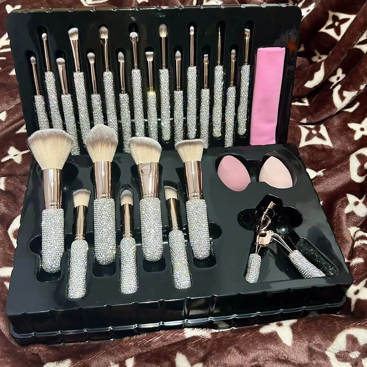 9pcs Make Up Brush Private Label bling makeup brushes