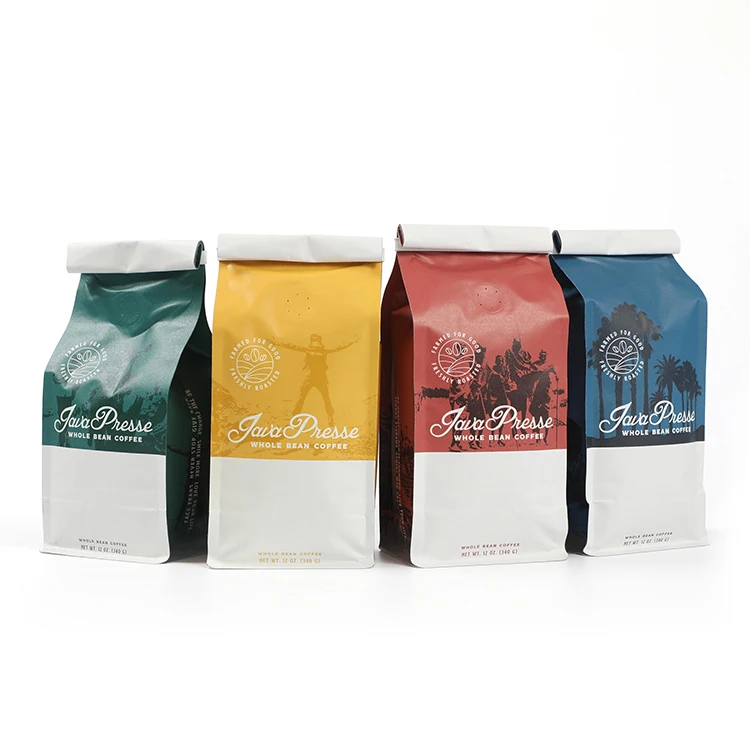 Stock Coffee Bag Bolsas Para Cafe Customized Resealable Aluminum Foil Flat Bottom Ziplock Coffee Bags With Valve And Zipper