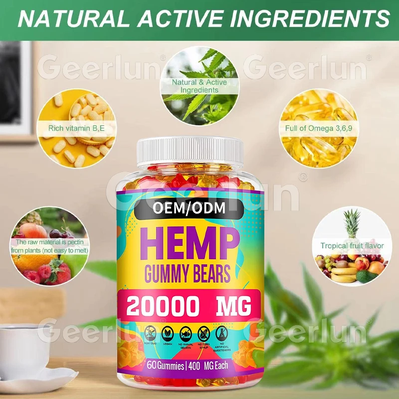 Private label OEM Hemp oil Nootropic Supplement Improve Memory and Brain Health HEMP Bear Gummies