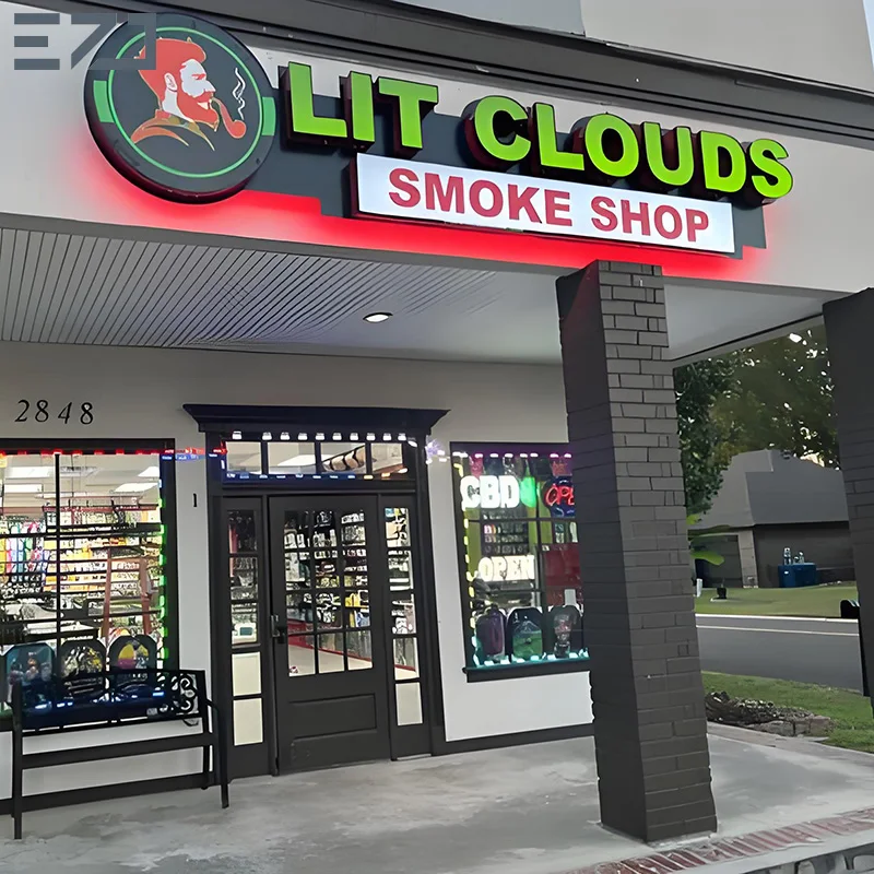 EZD One-Stop Services Frontlit&Backlit Smoke Shop Sign LED Lightbox for Outdoor Advertising Display Logo