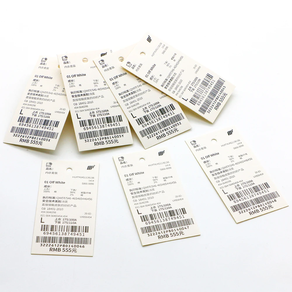 brand tag clothes label custom with variable data clothing printing paper hangtags clothing price tags Custom logo qr code tag