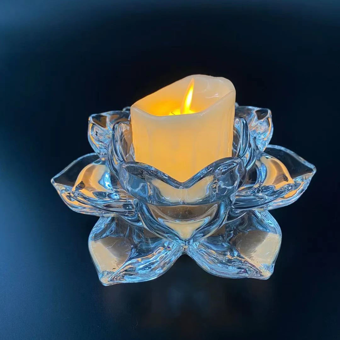Luxury clear lotus votive candle holders glass for wedding