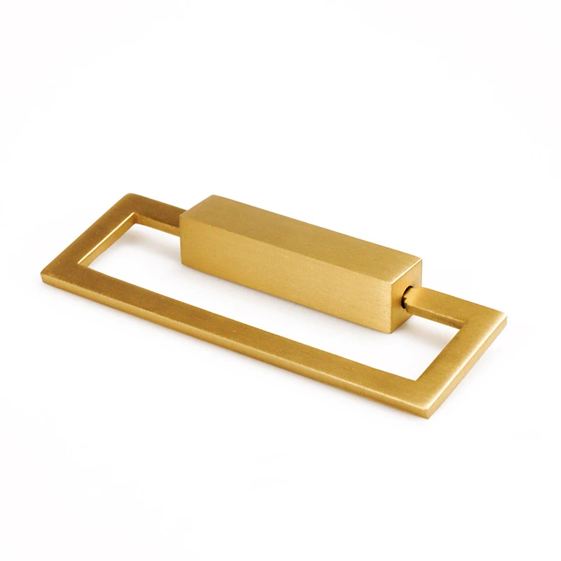 Cabinets dresser wardrobe drawer brushed brass decorative square ring drop pulls handles