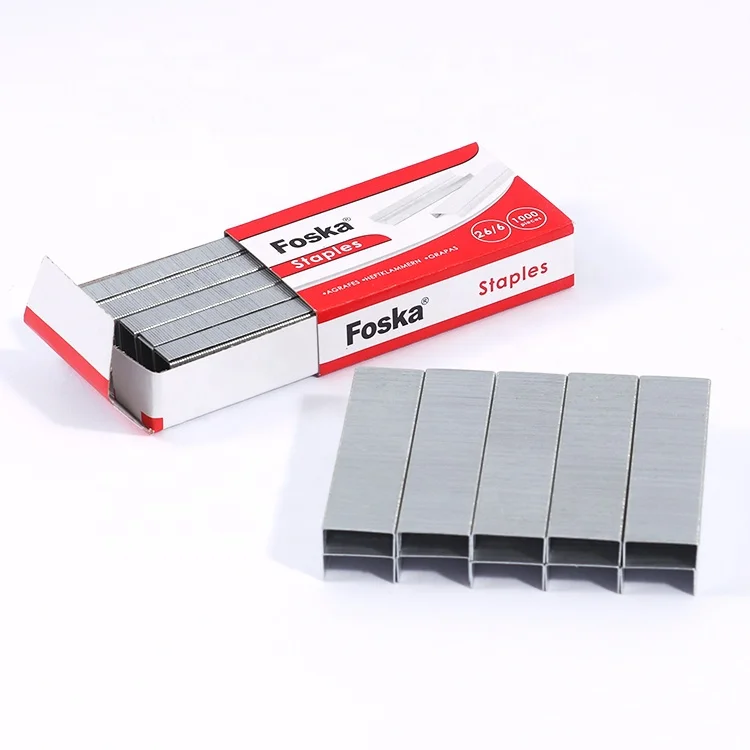 Foska Fast Shipping High Quality Cheap Metal School Stationery Silver Tech Normal Binder Staples 26/6 for Paper Binding