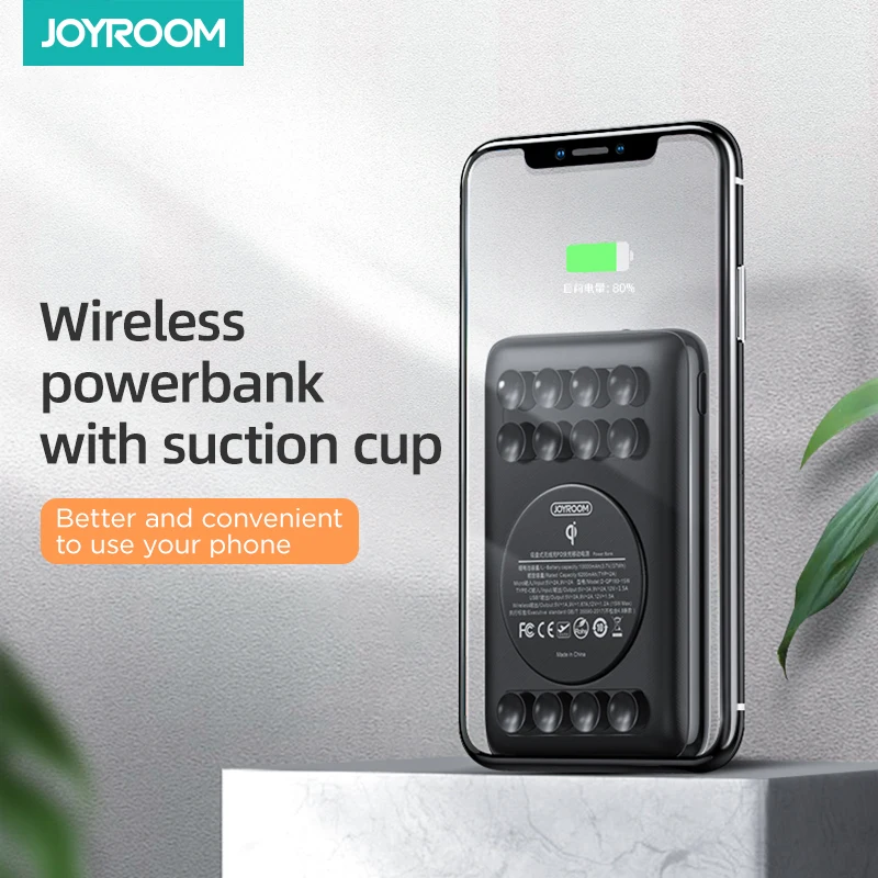 
Joyroom D-QP183-15W Suction Cup Dual USB Ultra Slim PD QC3.0 Fast Wireless Charge Power Bank 10000mAh 