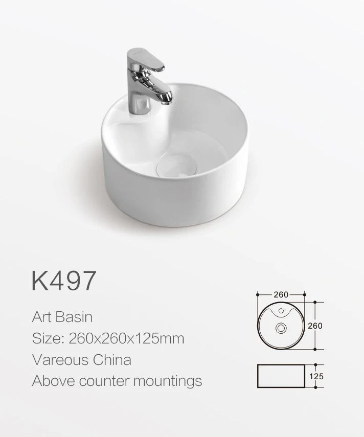 OEM ODM tezgah st lavabo Mini Ceramic Art Wash Hand Basin Table Top Round Bathroom Sinks With Single Hole