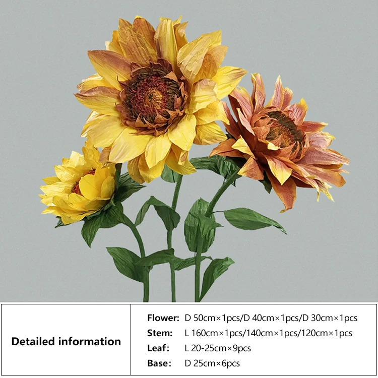 Wholesale Wedding Background Decoration Flowers Artificial Paper Flowers Sunflower