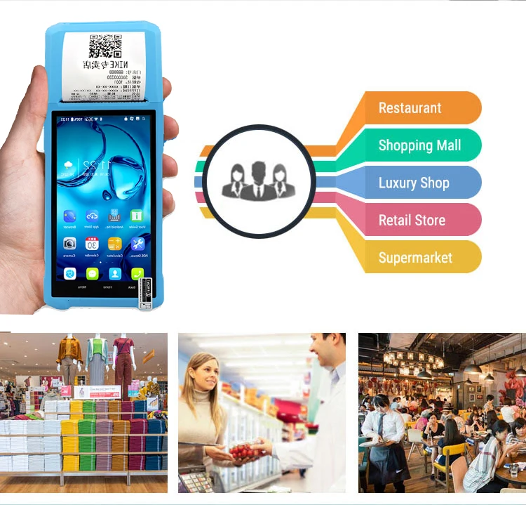 5.5 Inch Smart Pos Terminal Printer Android Pos Machine Cash Register Handheld Terminals Restaurant Software Pos Systems