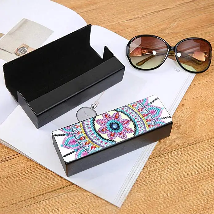 DIY Sunglass Storage Box Diamond Painting Leather eyeglass Case beads drilled  Sunglasses Holder