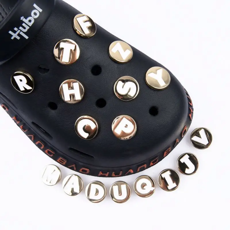 2022 round Custom Designer metal bling colorful letter charms for shoe accessory