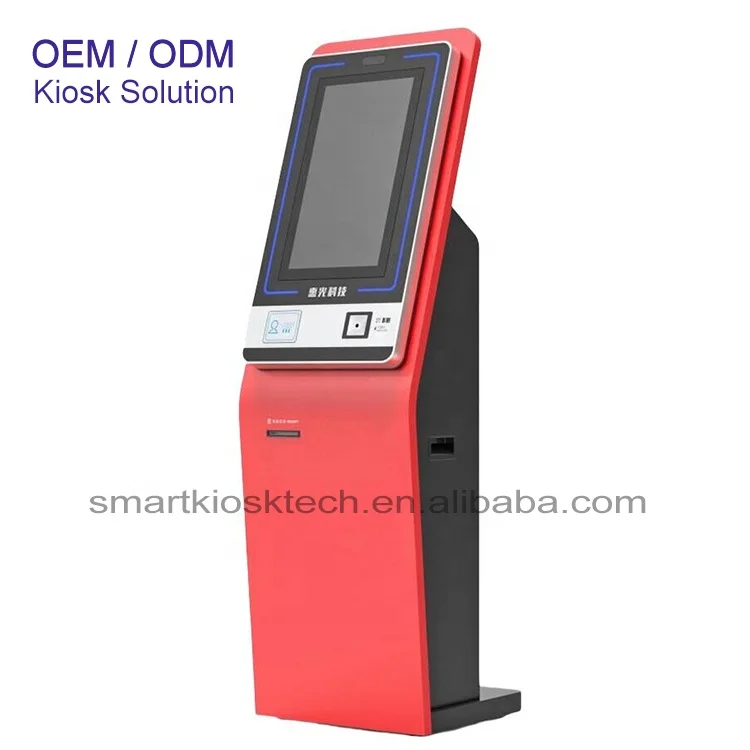19 inch 21.5 inch Self check in kiosk Credit card reader cash  payment self service coupon  ticket printing kiosk
