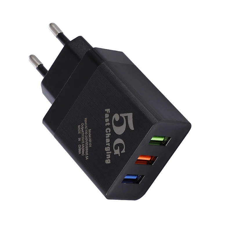 Universal 3 Usb Ports 5V 2.4A Eu US Wall Charger Power Adapter For IPhone Samsung Huawei Android phone
