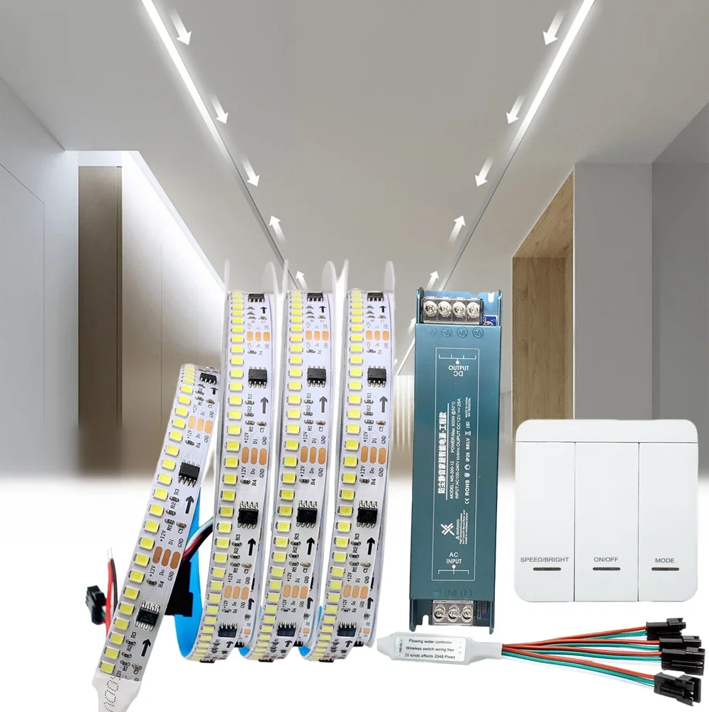 Factory Outlet DC24V  2835 Addressable Chasing Running Water Led Pixel Strip Light 108led Waterproof High Density Light Flexible