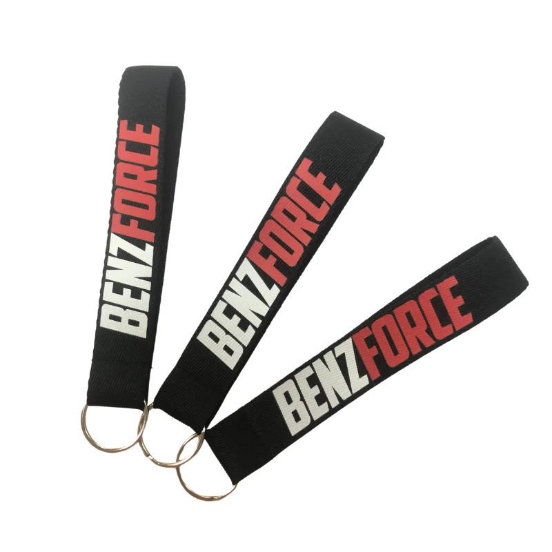 Wholesale Custom Polyester Single Side Screen Printing Logo Embroidery Fabric Keychain / Keytag / Keyring