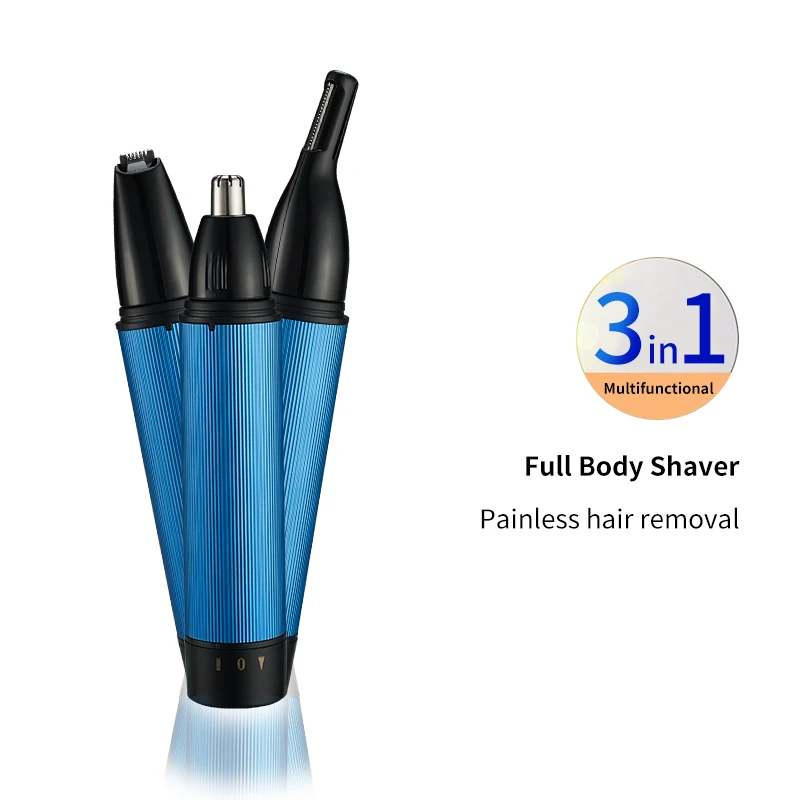 Wholesale Aluminum Dry Battery Hair Remover Waterproof 3 in 1 Nose Trimmer for Men