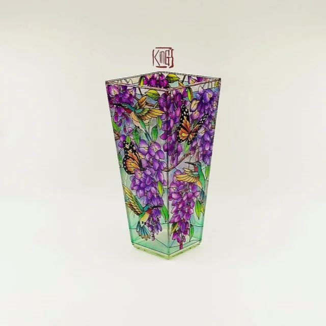 Красочная стеклянная ваза с 3D-рисунком украшение для дома заводская цена оптовая продажа