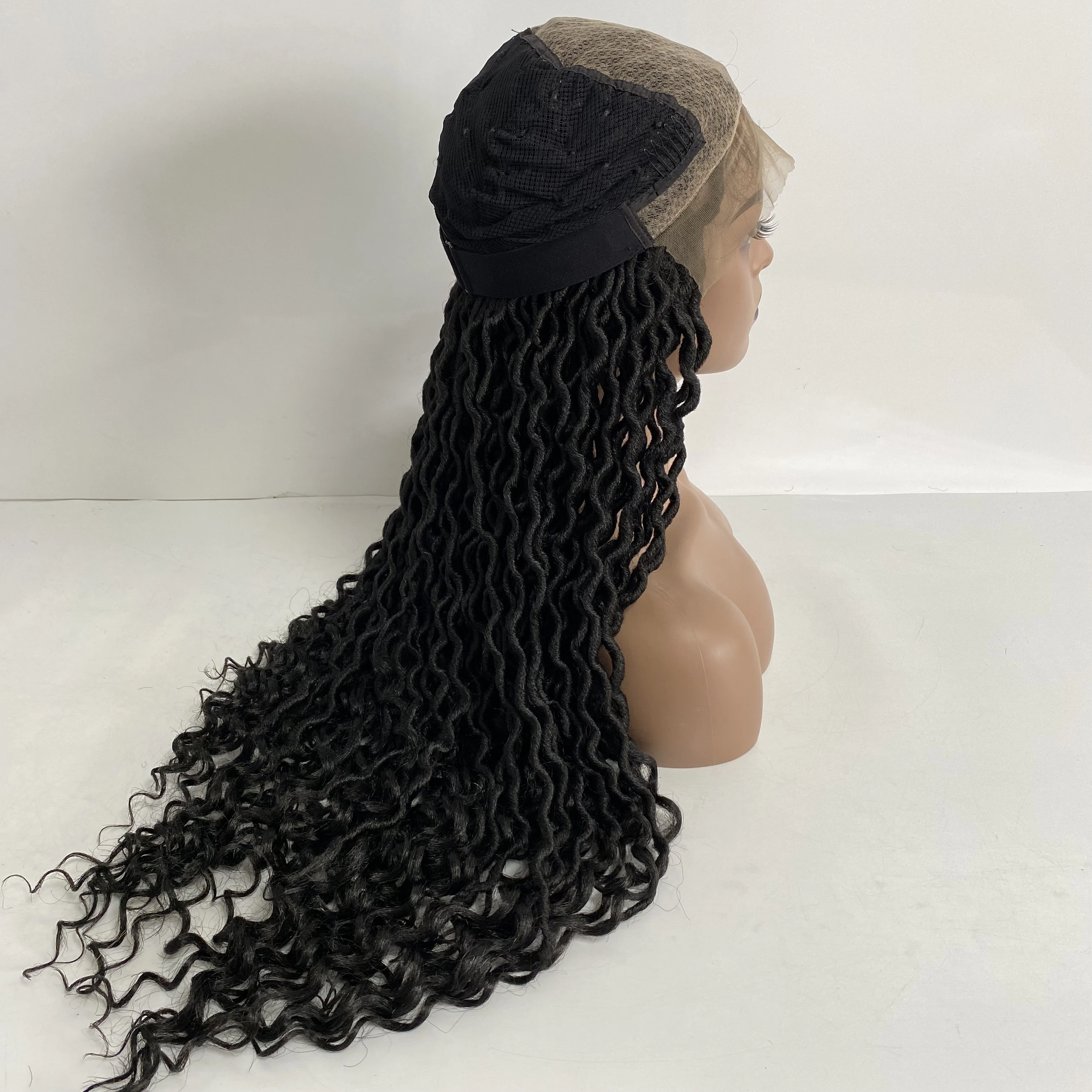 natural look 28inch Long Synthetic Hair Black Color Wavy Soft Dreadlocks Wig 9*6 Lace Frontal Wigs for Black Woman