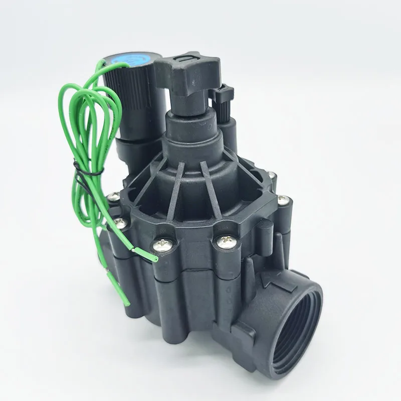 DN32 Plastic Irrigation Magnetic solenoid valve with manual control 12v 24v normally close type valves Plastic irrigate valves