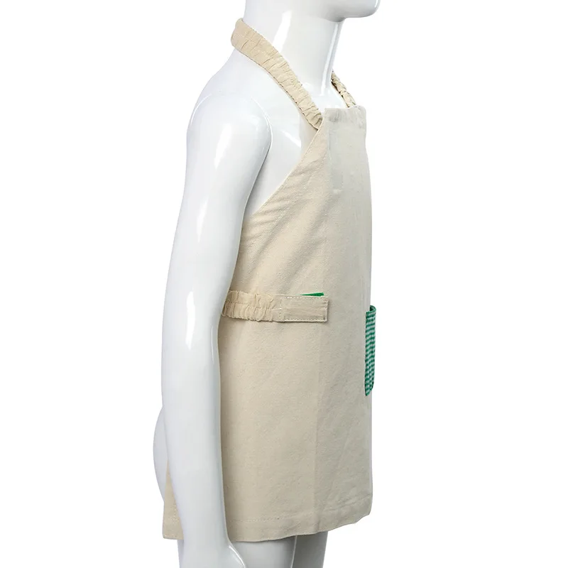 Custom Sublimation Blank Linen Aprons Children Adjustable Kids Drawing Play Painting Apron For Kids Kitchen Apron With Pocket