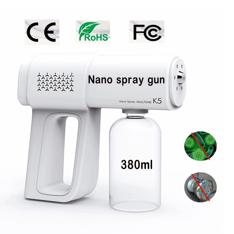 
K5 Nano Spray Gun Handheld 380ml K5 Steam Humidifier Water Spray Atomizer Gun Disinfection Fogger Rechargeable NANO Spray Gun K5 