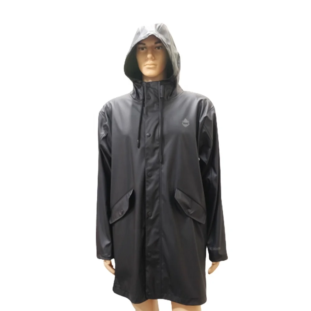 
QIAOWEI customized logo 100% PU rain coat lightweight unisex fashion jacket raincoat 