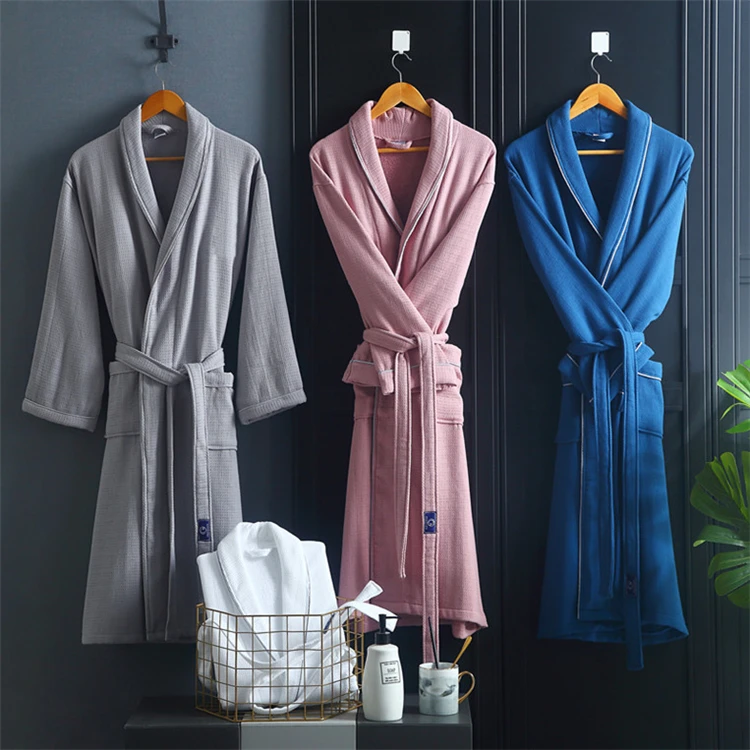 
New Design Fashion Solid Color Grey Thick Cotton Women Men Towel Bath Robe 