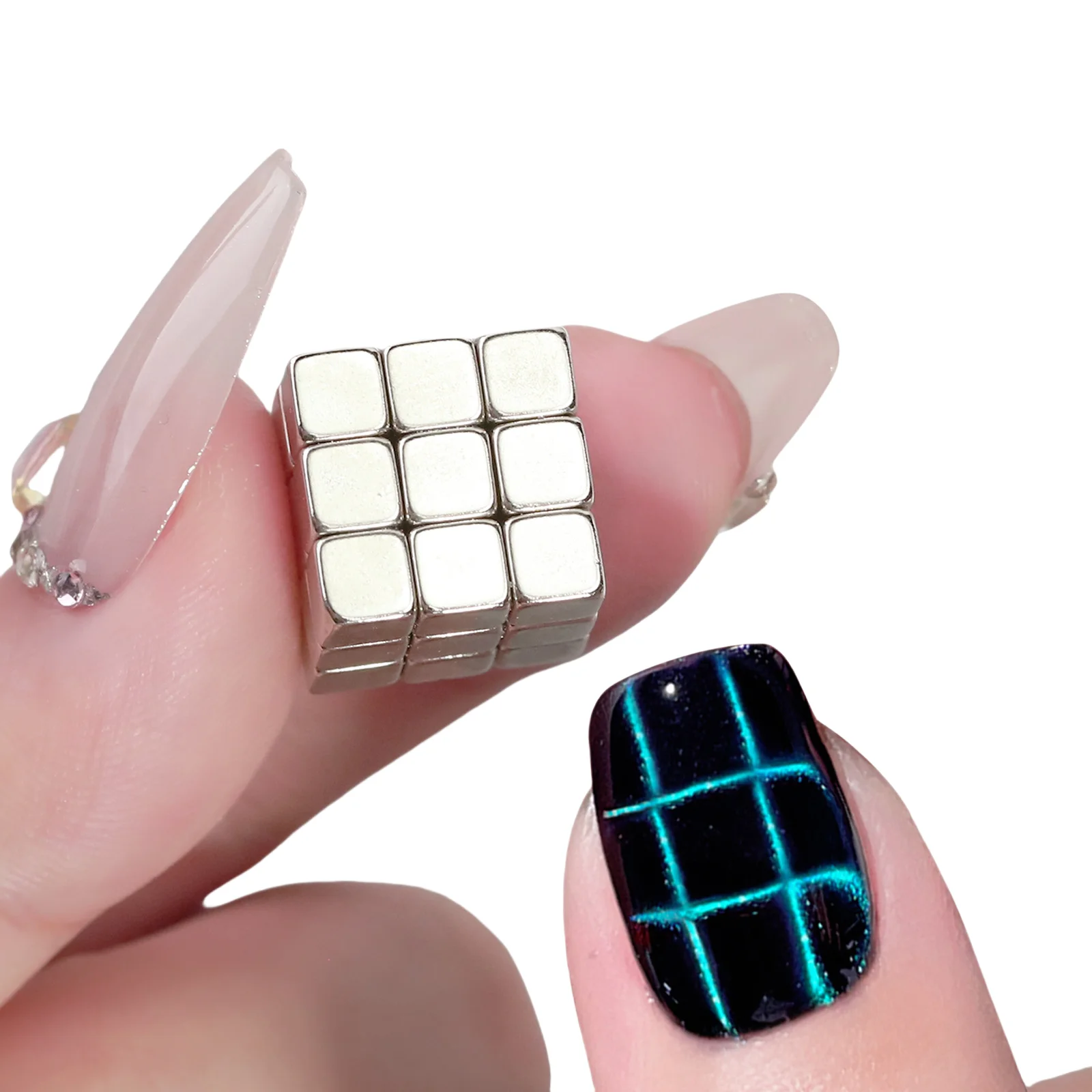 27pcs/set Nail Square magnet checkerboard star multi-functional small box cat eye strength Magnet tool