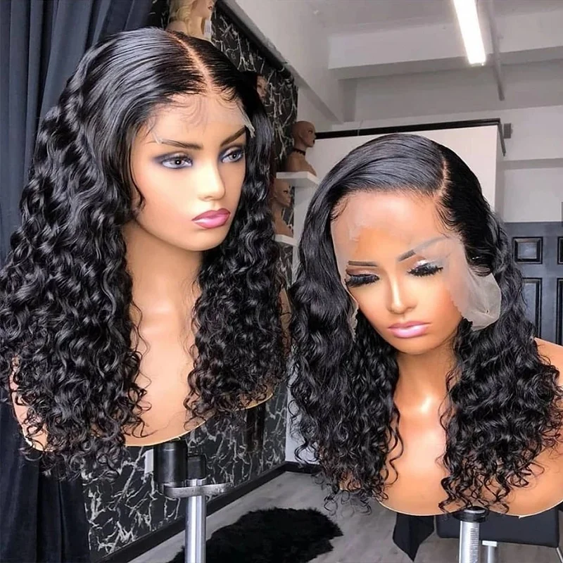 Vendor Raw Brazilian 13x6 HD Swiss Human Hair Transparent Lace Front Wig Deep Wave HD Lace Frontal Wig for Black Women