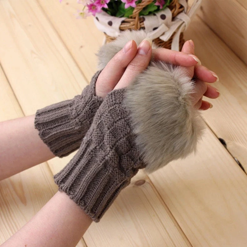 K1134 Women Winter Warm Gloves Wrist Woolen Knitted Mitten Women Fingerless Hand Wraps Gloves