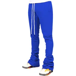 Streetwear Flare Stacked Pant Men Solid Color Pants Sweatpants Stacked Pants