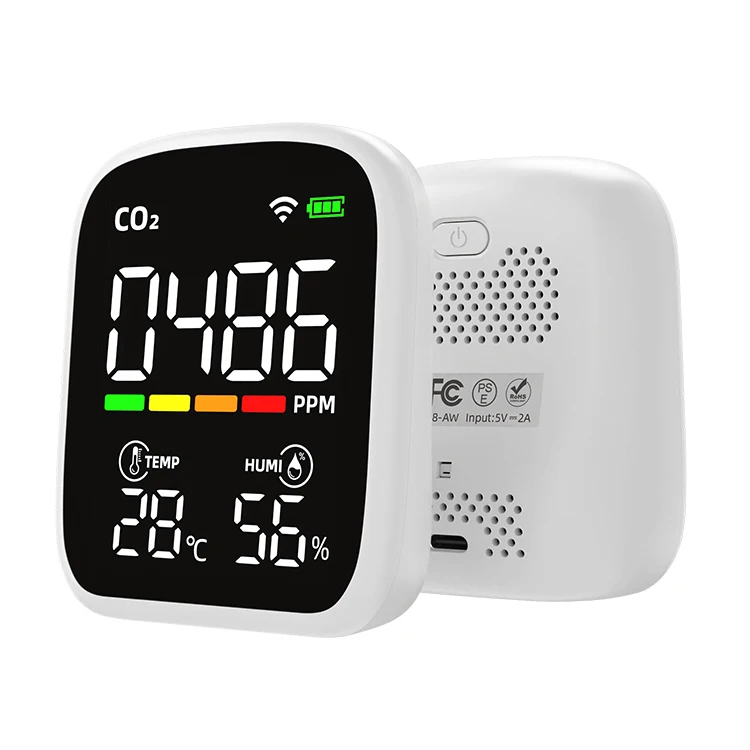 Wifi Indoor Carbon Dioxide Co2 Detector Air Quality Gas Detector Multi-function Tuya Air Quality Monitor Co2 Meter